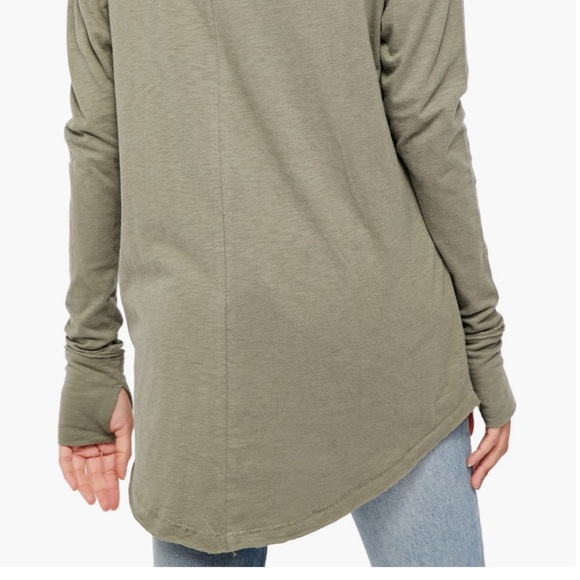 FREE PEOPLE ARDEN LONG TUNIC TEE WASHED UP GREEN LARGE - Picture 4 of 4